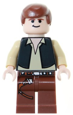 LEGO Minifigure -- Han Solo (Black Vest, Light Flesh)-Star Wars / Star Wars Episode 4/5/6 -- SW0179 -- Creative Brick Builders